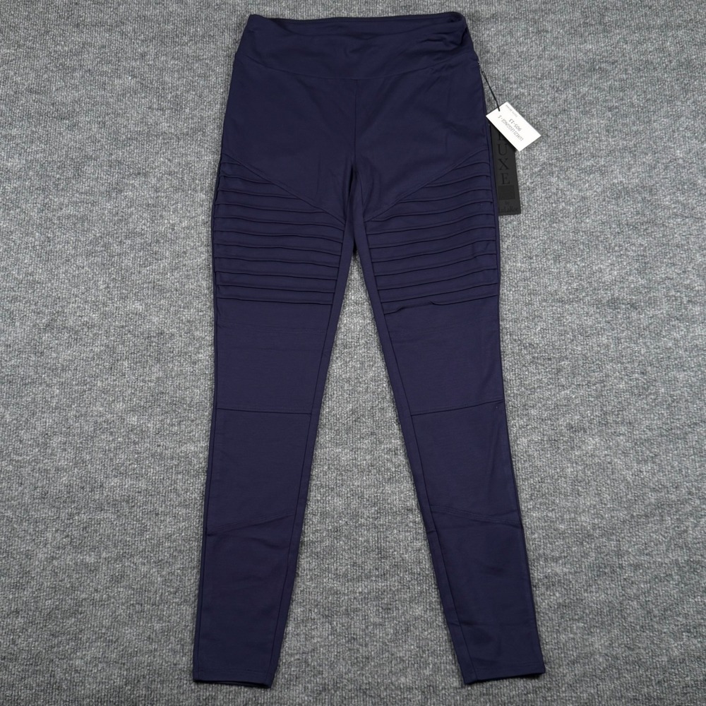 Luxe Small Leggings Moto Ribbed Mid Rise Athletic Workout Athleisure Performance